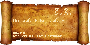 Buncsák Kristóf névjegykártya